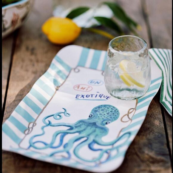 Anthropologie Nathalie Lete Un Ami Exotique Octopus Melamine Tray - Picture 2 of 7